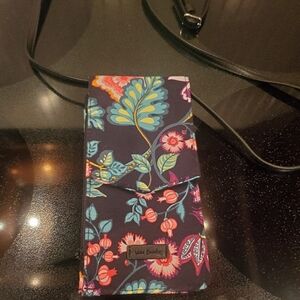 Vera Bradley Shoulder Strap Card Key Bag With RFID protection - BLACK